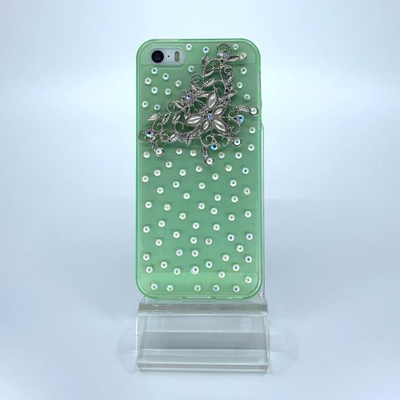 iPhone 5, 5s rubber silicone case. Unique. Handmade. AB white rhinestones. - Picture 1 of 1